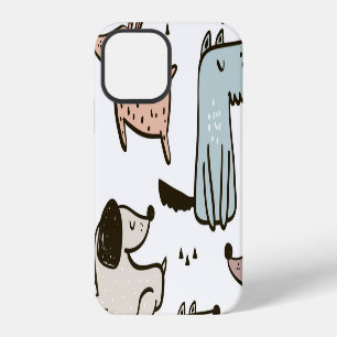 Funda Para iPhone 12 Perros infantiles, dibujados a mano, patrón trendy
