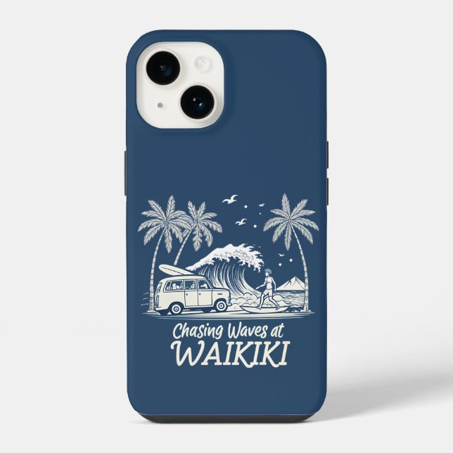 Funda Para iPhone Persiguiendo olas en Waikiki (Reverso )