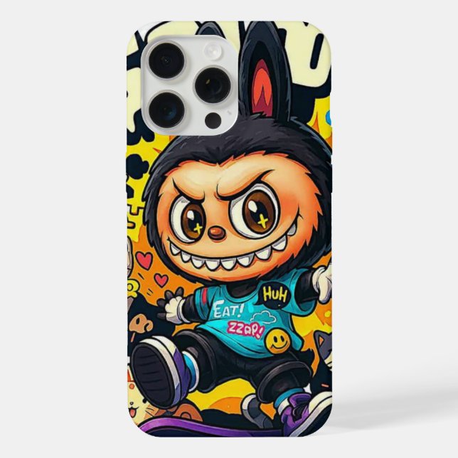 Funda Para iPhone Personaje de Monstruo de Graffiti Patinando labubu (Reverso )