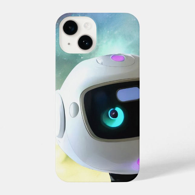 Funda Para iPhone Personaje de Robot Amigable Retro Futurista (Reverso )