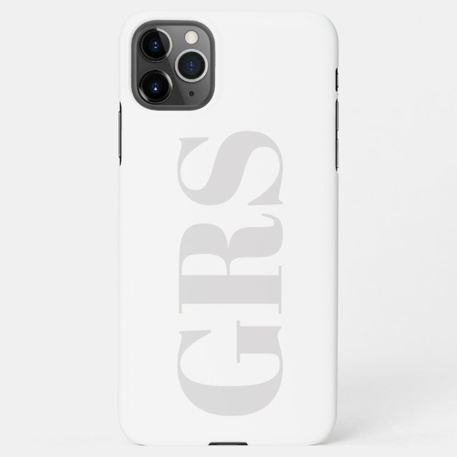 Funda Para iPhone Personaliza el monograma, letras grises en negrita (Reverso)