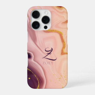 Funda Para iPhone 16 Pro Personalizable de acuarela Purpurina violeta rosad