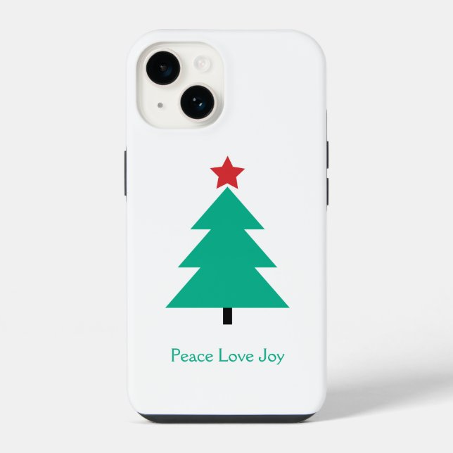Funda Para iPhone Personalizable de árbol de Navidad Peace Love Joy (Reverso )