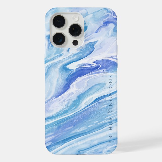 Funda Para iPhone Personalizable de mármol azul turquesa (Reverso )