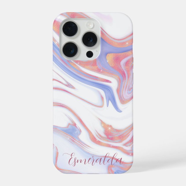 Funda Para iPhone Personalizable de Mármol de Bubblegum (Reverso )