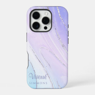 Funda Para iPhone 16 Pro Personalizable de Mármol Morado Rosa Tosca Ombre