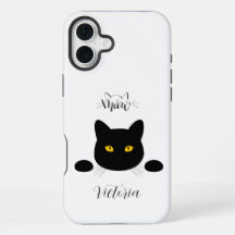 Personalizable de ojos dorados del gato negro de M