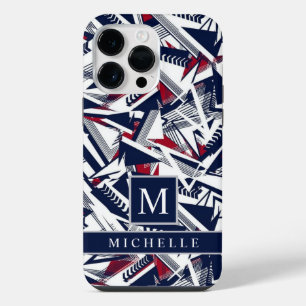 Funda Para iPhone 14 Pro Max Personalizable Gris blanco oscuro azul rojo geomét