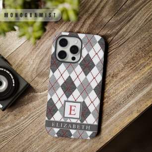 Personalizable Gris Negro Blanco Rojo Patrón Argyl