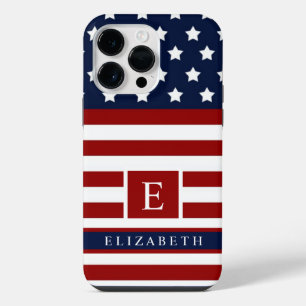 Funda Para iPhone 14 Pro Max Personalizable La Bandera Estadounidense Color Azu
