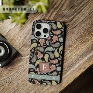 Personalizable negro amarillo azul rosa Paisley