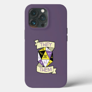 Funda Para iPhone 13 Pro Personalizable Tabletop no binario D20 Pronoun Dic
