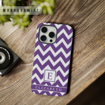 Personalizable Violeta Oscura Púrpura Chevron Blan