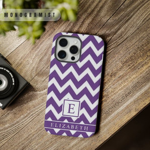 Personalizable Violeta Oscura Púrpura Chevron Blan