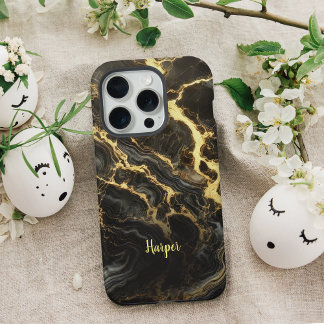 Funda para iPhone personalizada de mármol de oro n