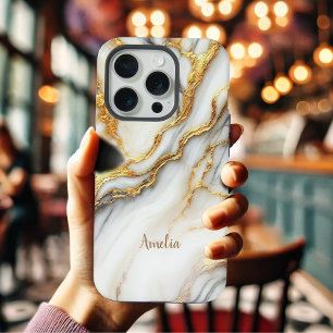 Funda para iPhone personalizada de mármol dorado d