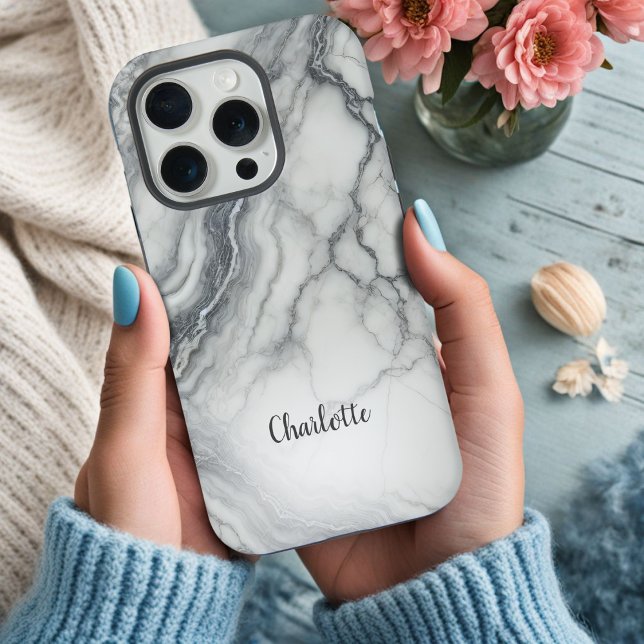 Funda para iPhone personalizada de mármol gris (Subido por el creador)