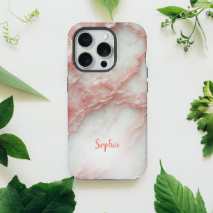 Funda para iPhone personalizada de mármol rosa rub
