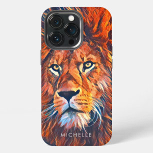Funda Para iPhone 13 Pro Personalizado acuarela gráfica majestuosa león