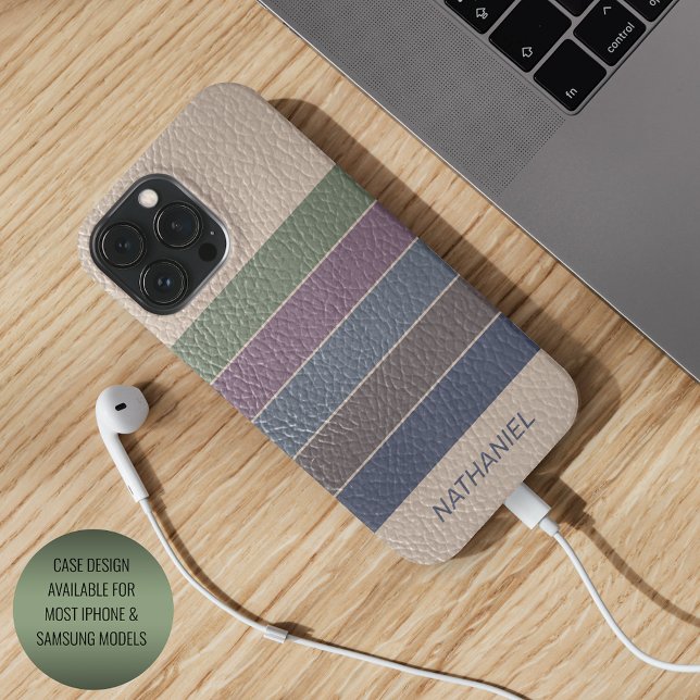 Funda Para iPhone Personalizado Azul Oscuro Beige Morado Rayas Verde (Subido por el creador)