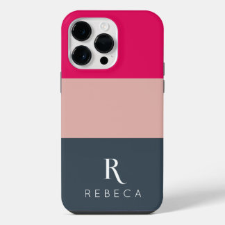Funda Para iPhone 14 Pro Max Personalizado Bloque de tres colores Rubor Raspber