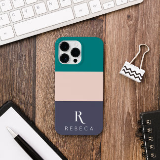 Funda Para iPhone 14 Pro Max Personalizado Bloque de tres colores Rubor Rosa ro