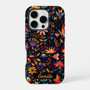 Funda Para iPhone 16 Pro Personalizado Cute Bonito Colorido Arte Botánico M