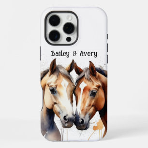 Funda Para iPhone 16 Pro Max Personalizado Cute Cuddling Caballos Pareja Amor A