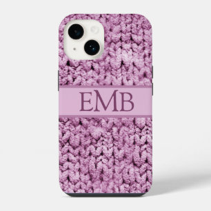Funda Para iPhone 14 Personalizado de diseño de Knit rosado impreso Mon