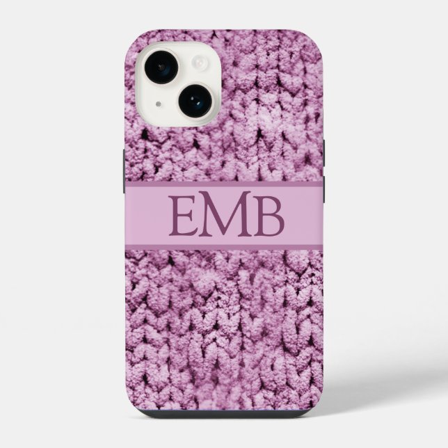 Funda Para iPhone Personalizado de diseño de Knit rosado impreso Mon (Reverso )