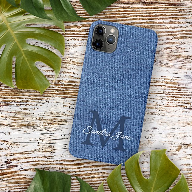 Funda Para iPhone Personalizado De Estilo Azul Jeans Denim Nombre En (Subido por el creador)