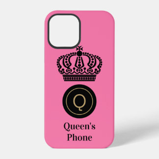 Funda Para iPhone 12 Pro Personalizado de monograma de fondo rosado del tel