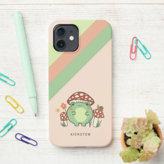 Funda Para iPhone 12 Personalizado de Rana Cuta y Hongos | Nombre