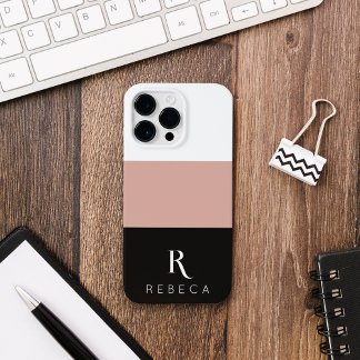 Funda Para iPhone 14 Pro Max Personalizado de tres bloques de color Rosa de oro