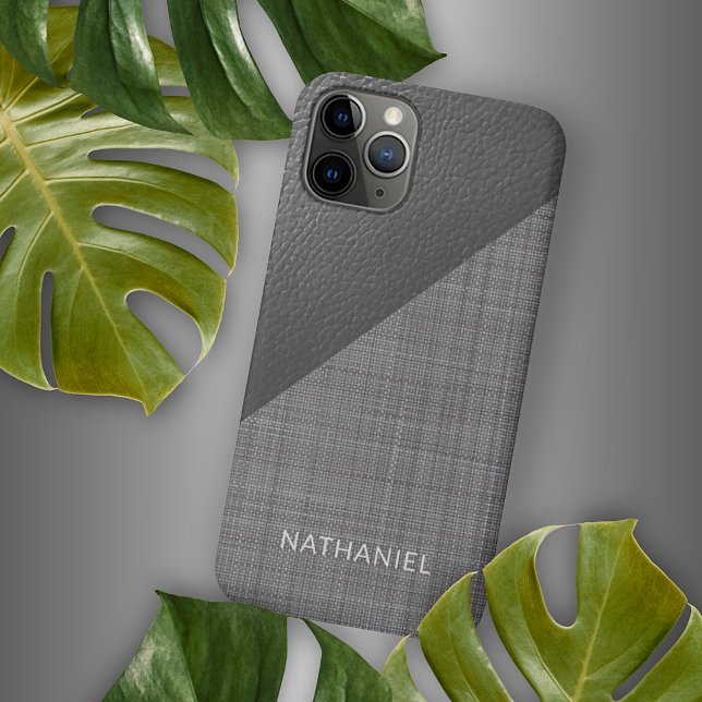 Funda Para iPhone Personalizado Faux Light Medium Oscuro Cuero Gris (Subido por el creador)