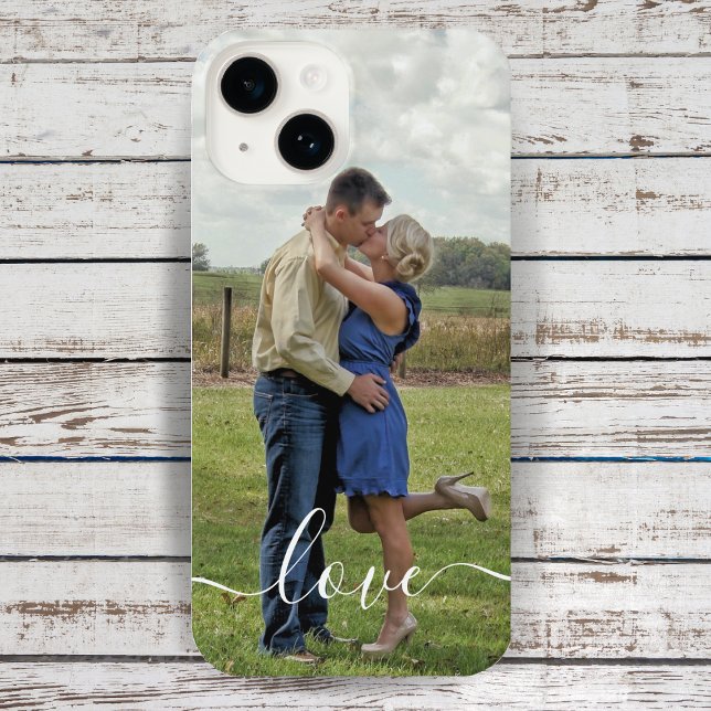 Funda Para iPhone Personalizado Foto Amor Texto Guión Cepillado Sobr (Subido por el creador)
