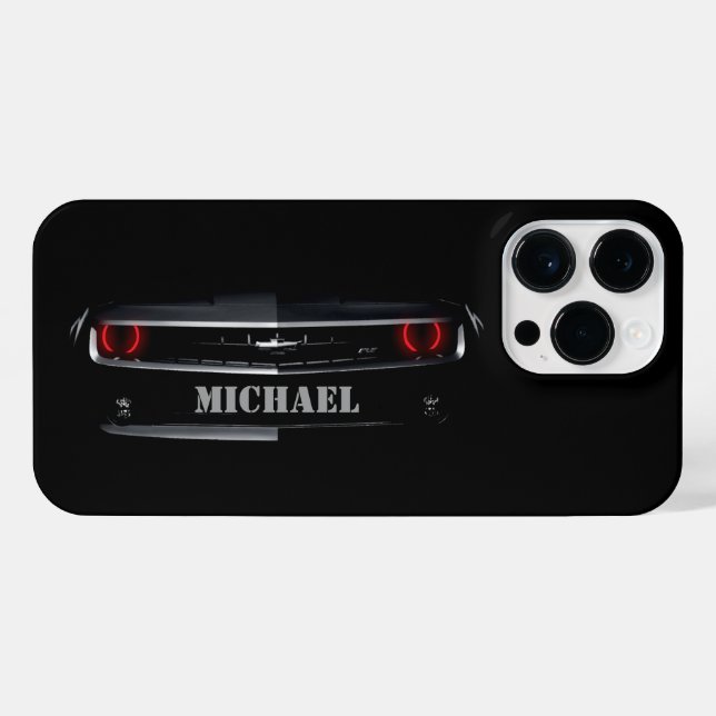 Funda Para iPhone Personalizado Guay negro Chevy Camaro Tu nombre (Reverso Horizontal)