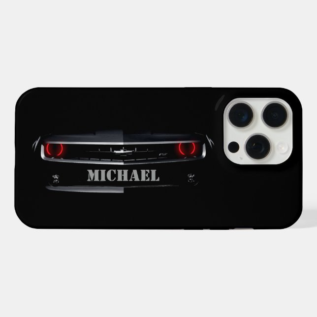 Funda Para iPhone Personalizado Guay negro Chevy Camaro Tu nombre (Reverso Horizontal)