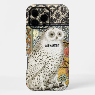 Funda Para iPhone 16 Pro Max Personalizado Lechuza de Nieve Art Deco Art Nouvea