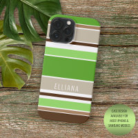 Personalizado Lime Green Dark Brown Rayas Blancas 