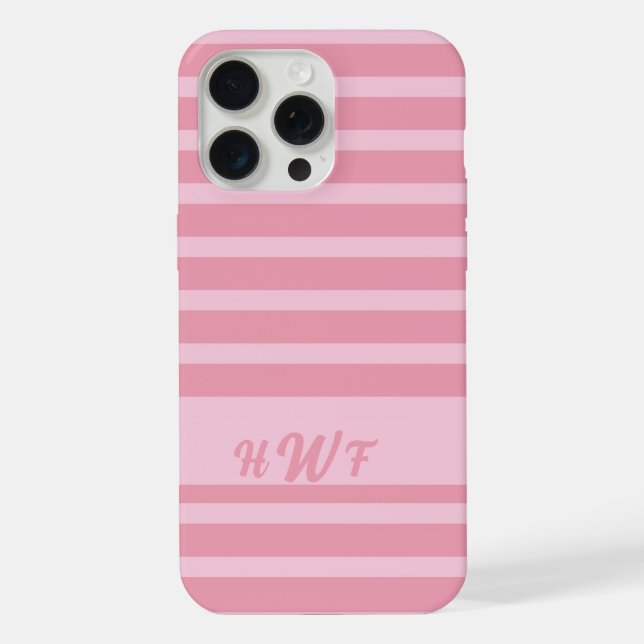 Funda Para iPhone Personalizado Monograma Rosa monocromático (Reverso )
