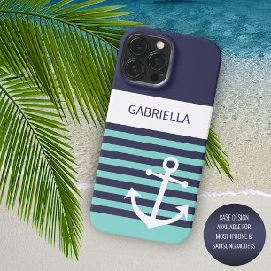 Personalizado Navy Bandas turquesas de color azul