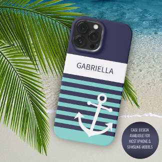 Personalizado Navy Bandas turquesas de color azul