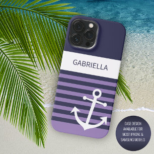 Personalizado Navy franjas violetas moradas azul o