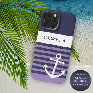 Personalizado Navy franjas violetas moradas azul o