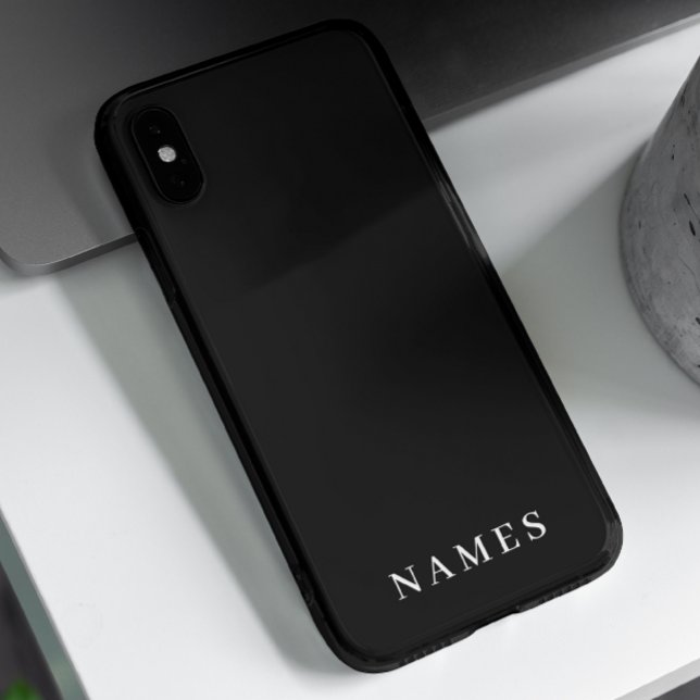 Funda Para iPhone Personalizado negro simple Añadir su nombre elegan (Subido por el creador)