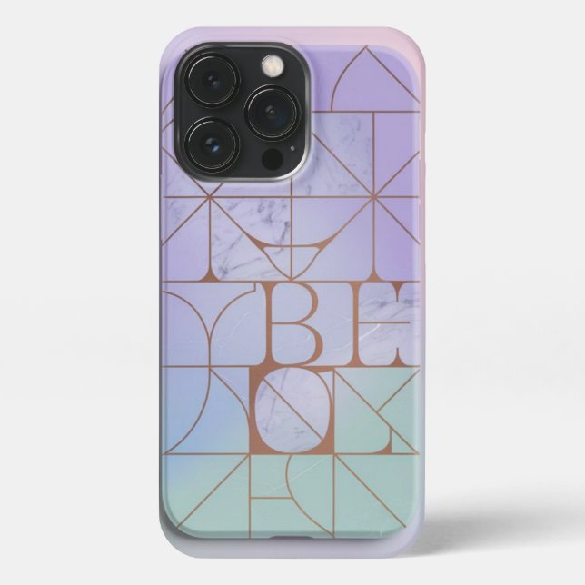 Funda Para iPhone Personalizado Pastel Geométrico Marble Iniciales T (Reverso)
