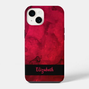 Funda Para iPhone 14 Personalizado Patrón Acuarela Rojo Negro con Estil