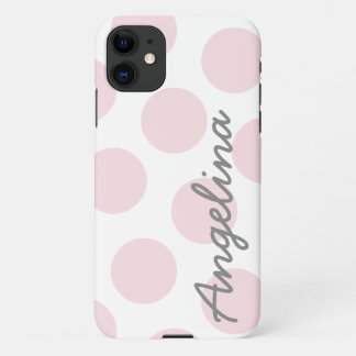 Funda Para iPhone 11 Personalizado Patrón de Lunares Grandes Rosa Pálid