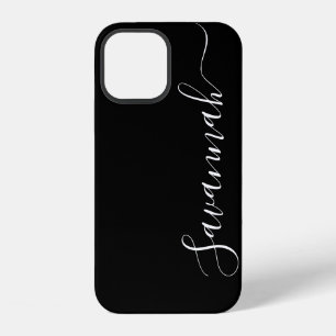 Funda Para iPhone 12 Personalizado simple de caligrafía blanca y negra